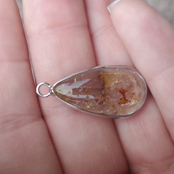 New Natural Rutilated Quartz Teardrop Silver Pendant. - Picture 2 of 16